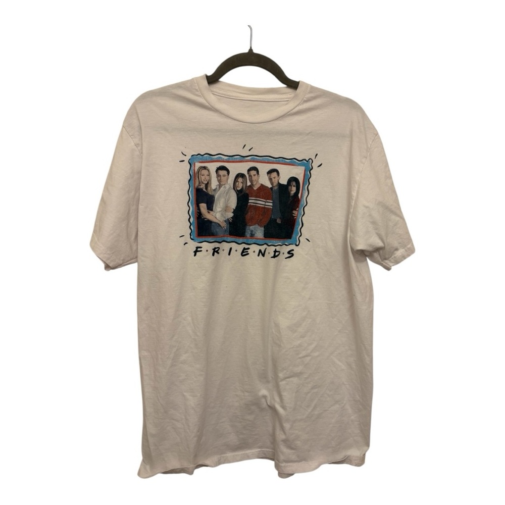 Friends Retro Cast Graphic Tee White Y2K Nostalgia TV Fan T-Shirt XL